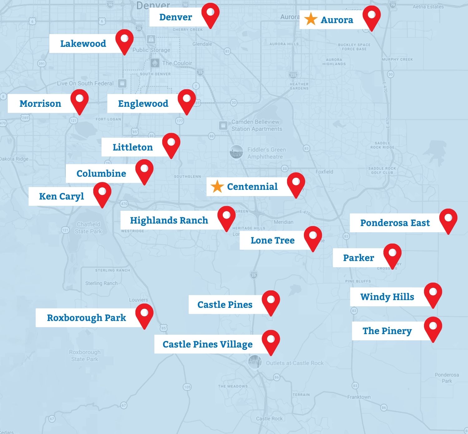 Service Area in Centennial, Aurora, and South Denver, CO
